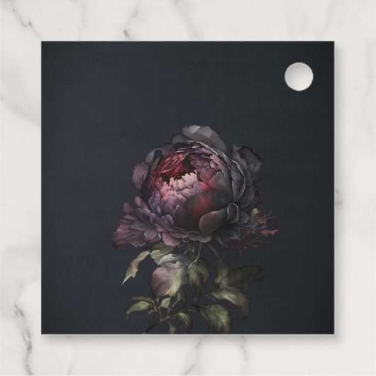 ムーディゴシックダークパープルブラック結婚牡丹 フェイバータグ (裏面)