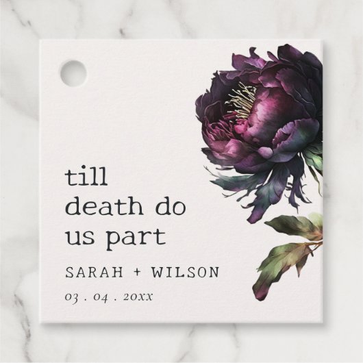 ムーディゴシックダークパープルブラック結婚牡丹 フェイバータグ (正面)