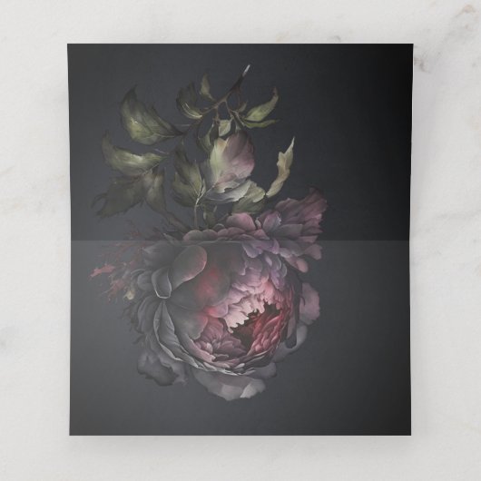 ムーディゴシックダークパープルブラック結婚牡丹 プレイスカード (内部開封)