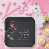 ムーディゴシックダークパープルブラック結婚牡丹 ペーパープレート (パーティー)