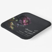 ムーディゴシックダークパープルブラック結婚牡丹 ペーパープレート (傾斜あり)