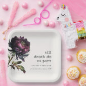 ムーディゴシックダークパープルブラック結婚牡丹 ペーパープレート (パーティー)