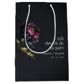 ムーディゴシックダークパープルブラック結婚牡丹 ミディアムペーパーバッグ (正面)