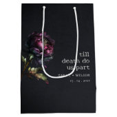 ムーディゴシックダークパープルブラック結婚牡丹 ミディアムペーパーバッグ (裏面)