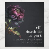 ムーディゴシックダークパープルブラック結婚牡丹 ワインラベル (シングルラベル)