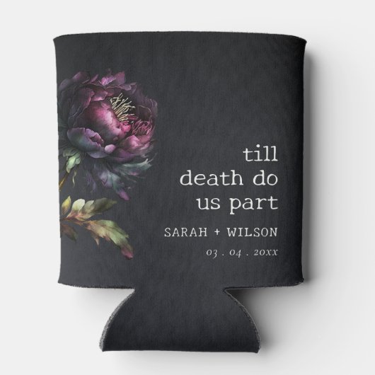 ムーディゴシックダークパープルブラック結婚牡丹 缶クーラー (裏面)