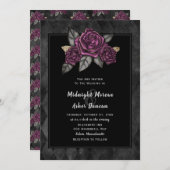 ムーディゴシックバラブラック結婚式招待状 招待状 (正面/裏面)