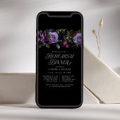 ムーディゴシックパープルフローラリハーサルディナー 招待状