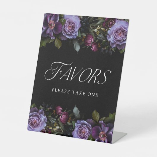 ムーディゴシックパープルフローラ結婚式の引き出物 台座サイン (正面)