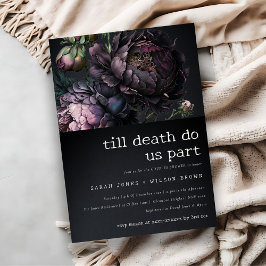 ムーディゴシックパープルブラック牡丹カップルのシャワー 招待状