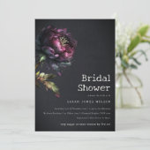 ムーディゴシックパープルブラック牡丹ブライダルシャワー 招待状 (スタンド正面)