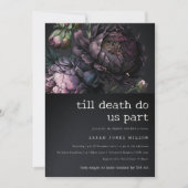 ムーディゴシックパープルブラック牡丹ブライダルシャワー 招待状 (正面)