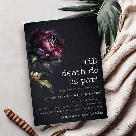 ムーディゴシックパープルブラック牡丹リハーサルディナー 招待状