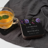 ムーディゴシックパープル結婚フローラ スクエアペーパーコースター