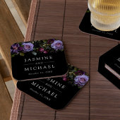 ムーディゴシックパープル結婚フローラ スクエアペーパーコースター