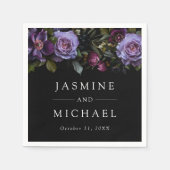 ムーディゴシックパープル結婚フローラ スタンダードカクテルナプキン (正面)