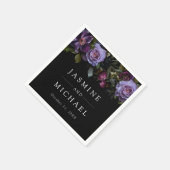 ムーディゴシックパープル結婚フローラ スタンダードカクテルナプキン (角)