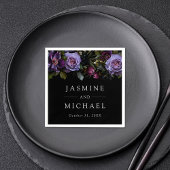 ムーディゴシックパープル結婚フローラ スタンダードカクテルナプキン