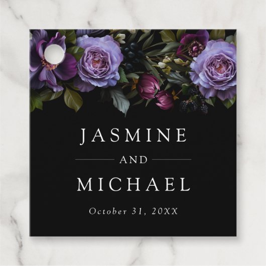 ムーディゴシックパープル結婚フローラ フェイバータグ (正面)