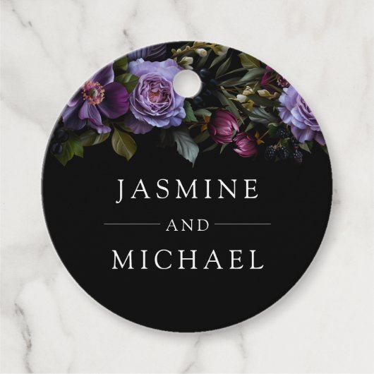 ムーディゴシックパープル結婚フローラ フェイバータグ (正面)