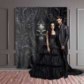 ムーディゴシックブラックフィリーグリー&スカルXLarge タペストリー