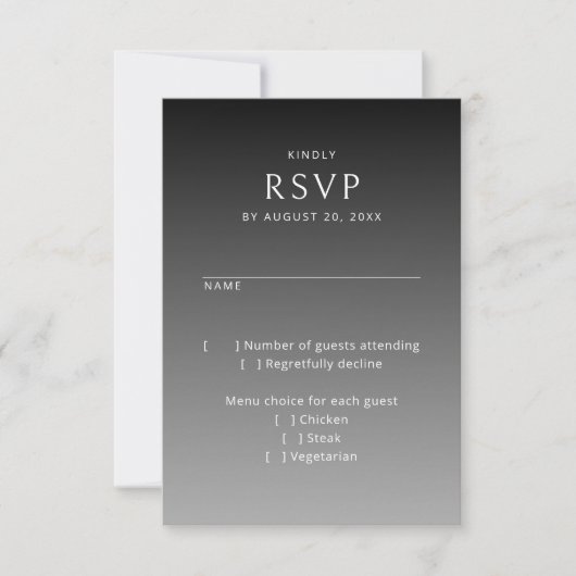 ムーディゴシック白黒結婚式RSVP 出欠カード (正面)