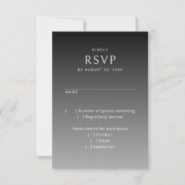 ムーディゴシック白黒結婚式RSVP 出欠カード