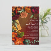ムーディサンセットカラーフローラ結婚スクリプトのInvitati 招待状 (スタンド正面)