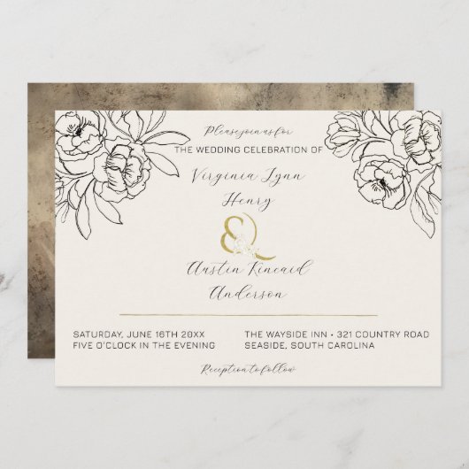 ムーディスモーク金ゴールドアンパサンド2 招待状 (正面/裏面)