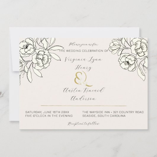 ムーディスモーク金ゴールドアンパサンド 招待状 (正面)