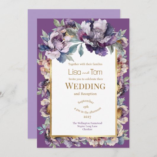 ムーディソフトゴシック結婚式招待状 招待状 (正面/裏面)