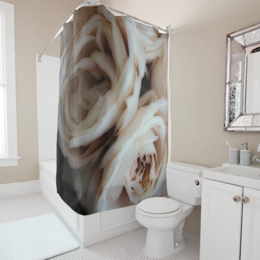 ムーディソフトピンクエレガントのバラミニマルズシャビーシック シャワーカーテン (インサイチュ)