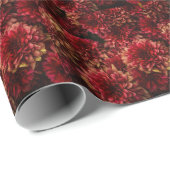 ムーディダリア花ダークテクスチャ ラッピングペーパー (ロールコーナー)