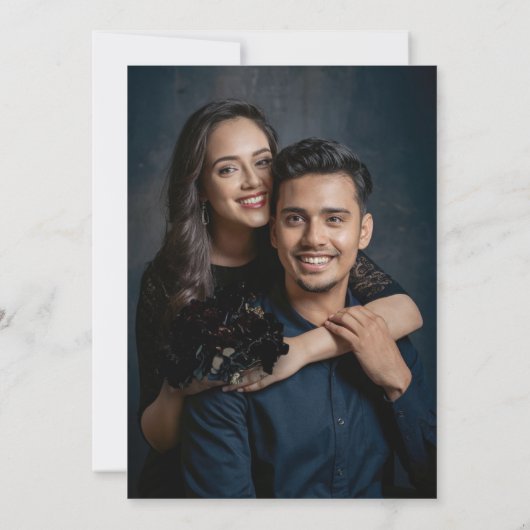 ムーディダークエレガントロマンチックフローラ写結婚真 セーブザデート (裏面)