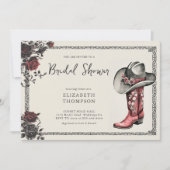 ムーディダークゴシックウエスタンブラックバラブライダルシャワー 招待状 (正面)