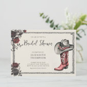 ムーディダークゴシックウエスタンブラックバラブライダルシャワー 招待状 (スタンド正面)