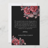 ムーディダークゴシックフローラスカルハロウィン結婚ズ サンキューカード (裏面)