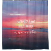 ムーディダークサンセット海ビュー引用文 シャワーカーテン (正面)