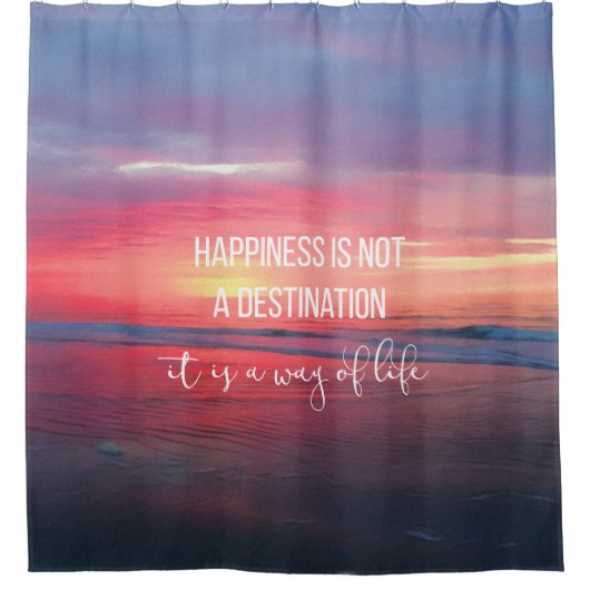 ムーディダークサンセット海ビュー引用文 シャワーカーテン (正面)