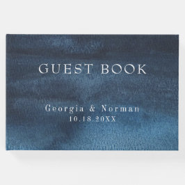ムーディダークネイビーブルーウォーター結婚カラー ゲストブック
