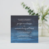 ムーディダークネイビーブルーウォーター結婚カラー 招待状 (スタンド正面)