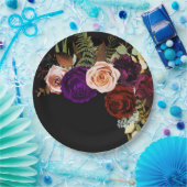 ムーディダークフローラはっきりしたグリーナリーカラーシック結婚ズ ペーパープレート (パーティー)