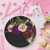 ムーディダークフローラはっきりしたグリーナリーカラーシック結婚ズ ペーパープレート (パーティー)