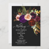 ムーディダークフローラはっきりしたグリーナリーカラーシック結婚ズ 招待状 (正面)