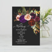 ムーディダークフローラはっきりしたグリーナリーカラーシック結婚ズ 招待状 (スタンド正面)