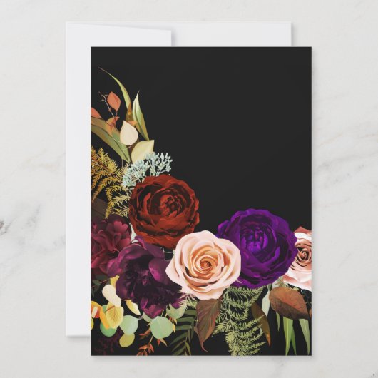 ムーディダークフローラはっきりしたグリーナリーカラーシック結婚ズ 招待状 (裏面)