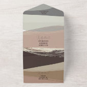 ムーディダークブラウンはっきりしたオリーブとエジ結婚ーの オールインワン招待状 (外側)