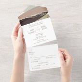 ムーディダークブラウンはっきりしたオリーブとエジ結婚ーの オールインワン招待状 (貼ってはがせる)