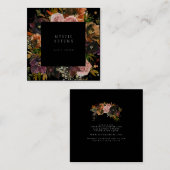 ムーディダークブラック秋秋フローラギフトショップ スクエア名刺 (正面/裏面)