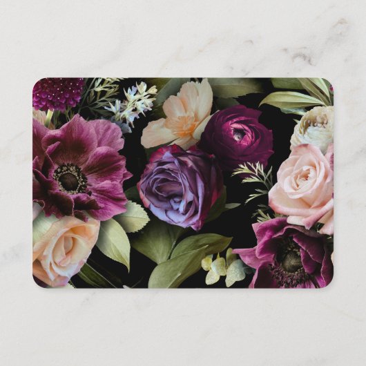 ムーディダークロマンチックフローラエレガントな結婚式 エンクロージャーカード (裏面)